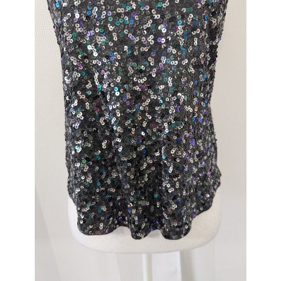 EXPRESS! DREAMWEIGHT COTTON SEQUINNED TANK TOP, SHIRT, MIDNIGHT GRAY! SZ S - Picture 4 of 9